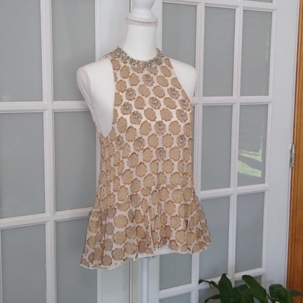 Urban Outfitters Kimchi Blue Chanderella Peplum Jacquard Tank Top - Picture 5 of 16